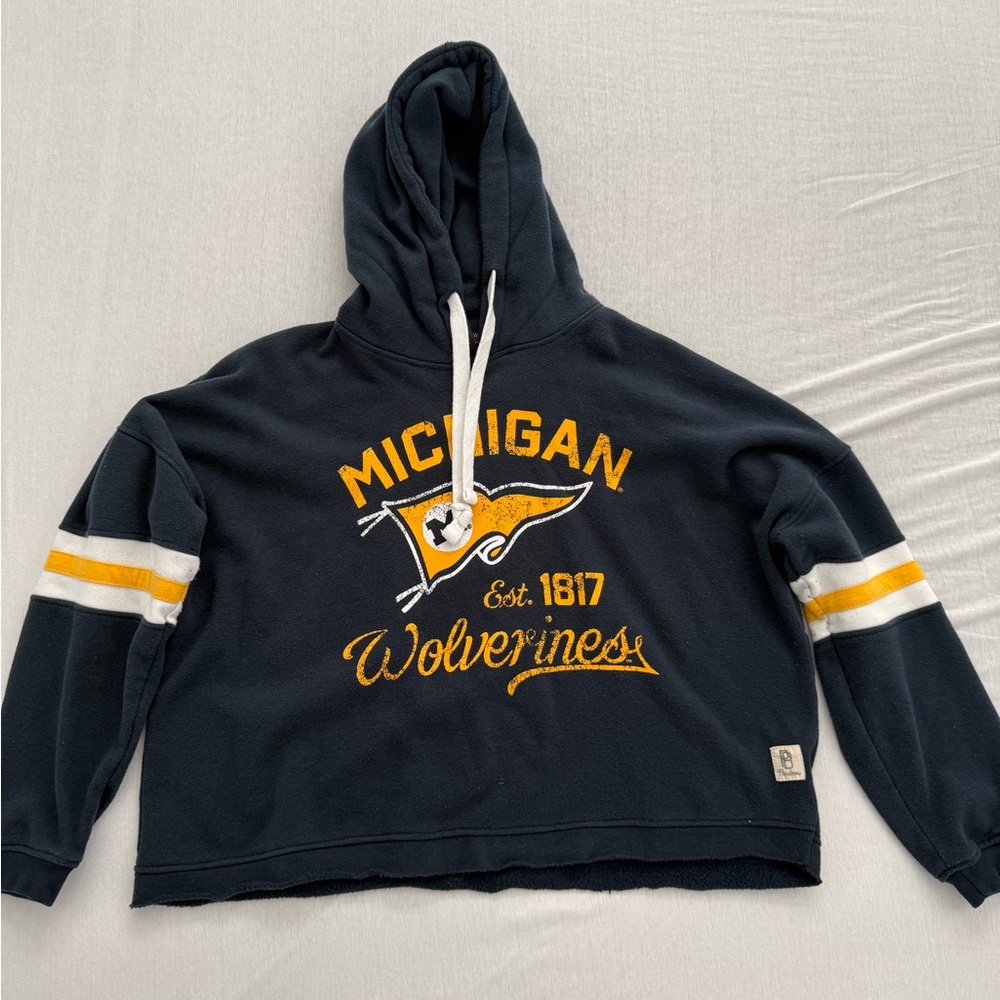 Michigan Wolverines - Pressbox Blue Yellow Hoodie Medium